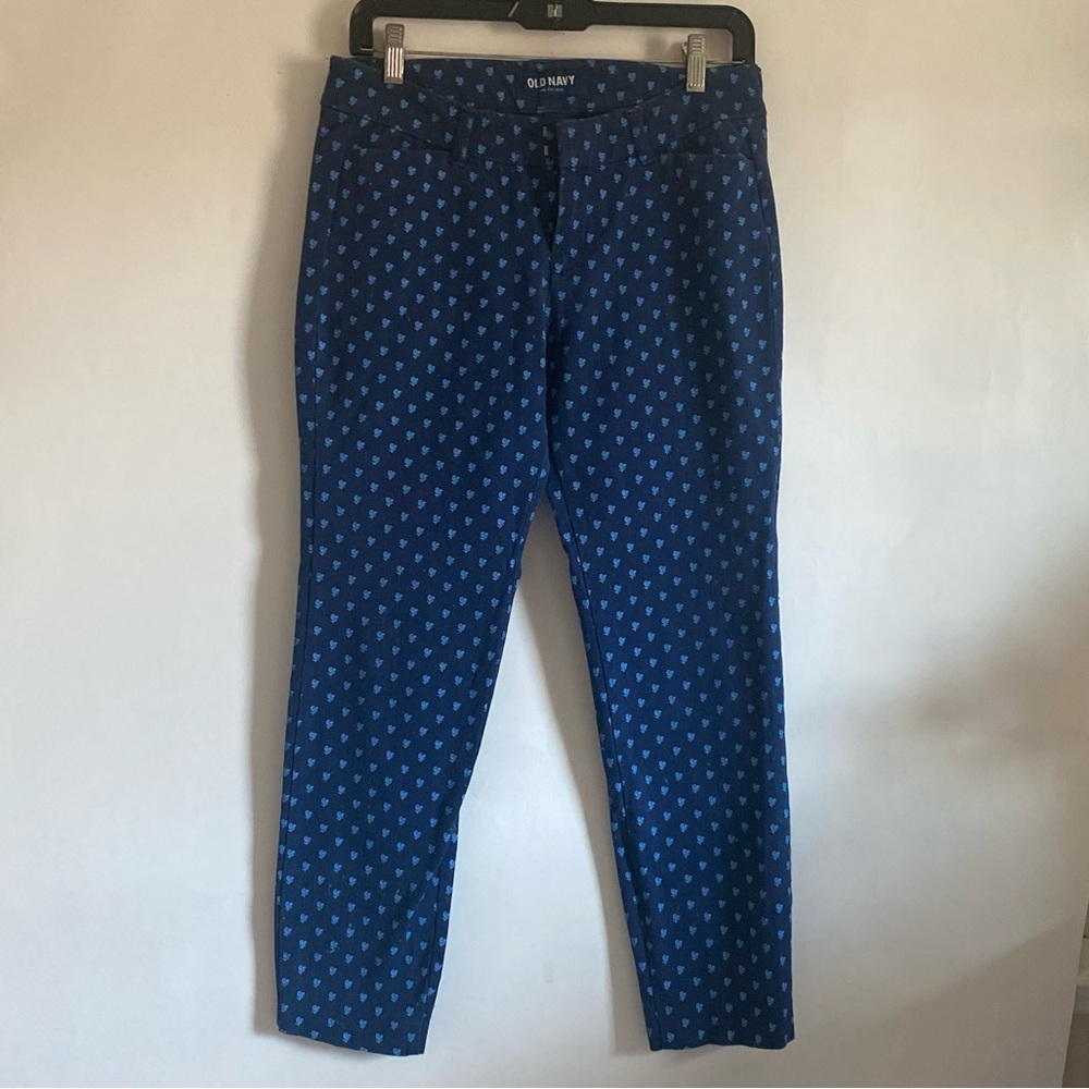 OLD NAVY PRINTED MID RISE STRETCH ANKLE PANTS